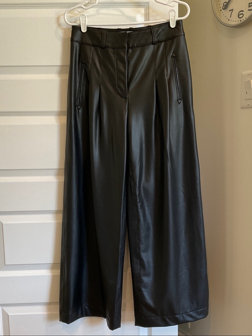 Veronica Beard Faux Leather High Rise Wide Leg Pant 4